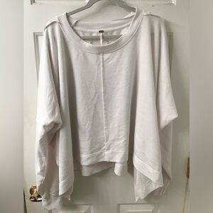 FREE PEOPLE SZ M FRENCH TERRY LINED CROP TOP EUC WHITE HEART